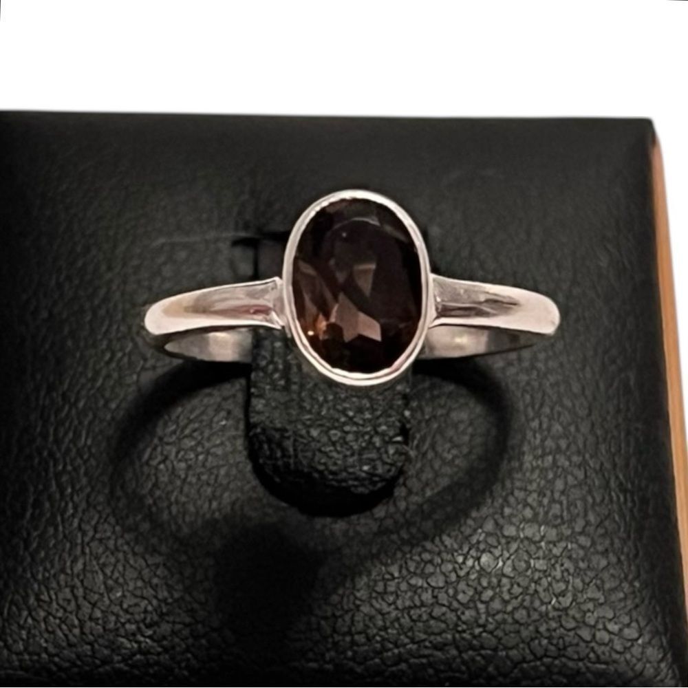 Artisan Sterling Silver Oval Smoky Quartz Oval Ring Size 7